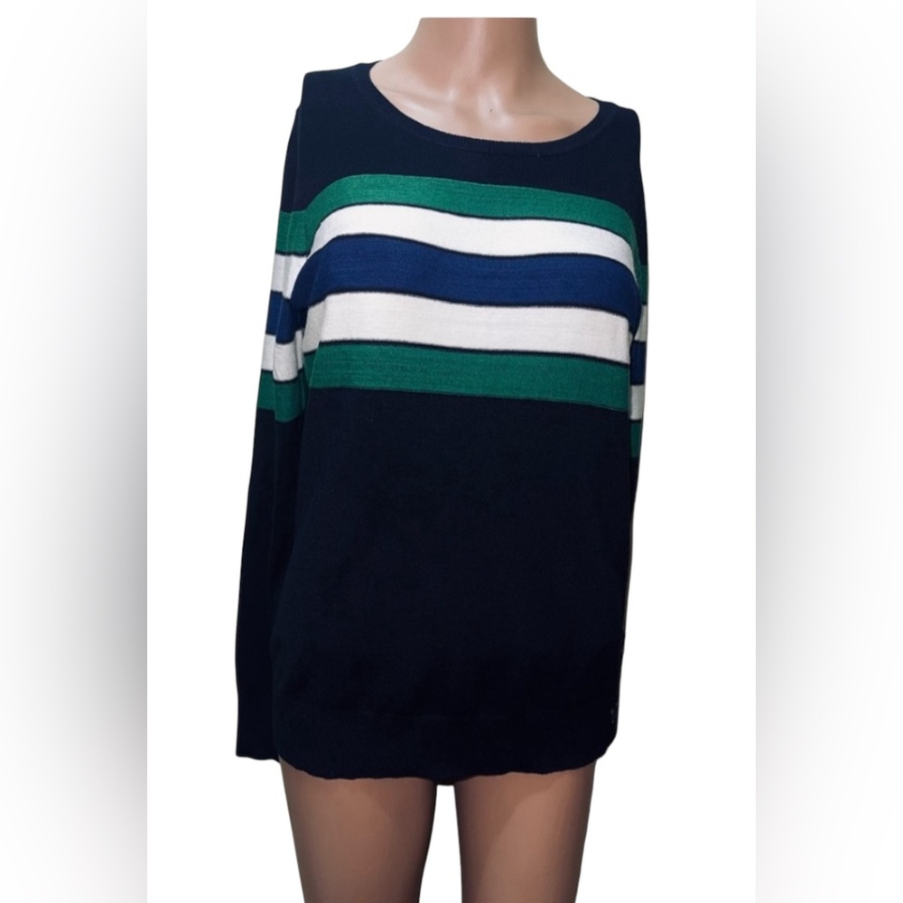 THE LIMITED PULLOVER STRIPED SWEATER BLUE COLOR WOMEN LONG SLEEVE SIZE MEDIUM